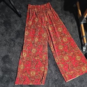 The Limited Red Paisley Wide-Leg Pants
